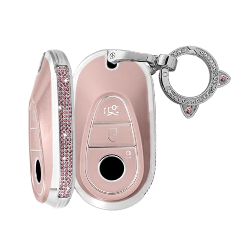 Coque de clé Mercedes W223 W206 rose en TPU protection 3 boutons