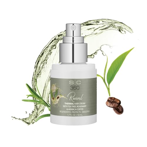 StyleCraft SC360 Revival Thermal Hair Styling Cream - Lighweight Frizz Control & Heat Protection - with Tea Tree, Rosemary, Arabica Coffee, Vegan, Paraben-Free, 1.7 oz