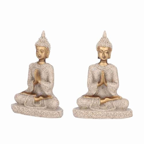 Estatua de Buda Meditando Decorativa Dorada miniatura 7