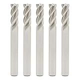 5PCS End Mill Set 1/4' Cutting Dia 1/4' Shank 4 Flute HSS End Mill Drill Bit, CNC End Milling Cutter for Wood, Aluminum, Steel, Titanium, Foam, Plastic