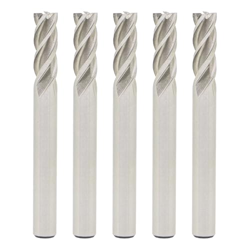 5PCS End Mill Set 1/4" Cutting Dia 1/4" Shank 4 Flute HSS End Mill Drill Bit, CNC End Milling Cutter for Wood, Aluminum, Steel, Titanium, Foam, Plastic