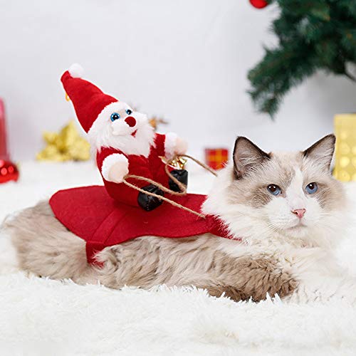 DECDEAL Traje de Papai Noel Montando em Cachorro Natal Animais de Estimação Roupas Cachorro Casaco d