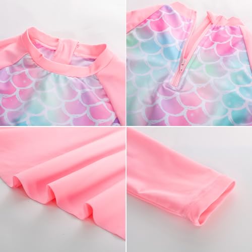 Image of GRACE KARIN Girls Long Sleeve Swimsuit Mermaid Bathing Suit Rash Guard Swimwear 4 Piece Size 5-12