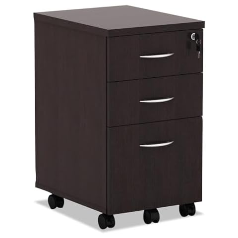 Alera ALEVA572816ES 15.88 in. x 20.5 in. x 28.38 in. Valencia Series 3-Drawer Mobile File Pedestal - Espresso Cover