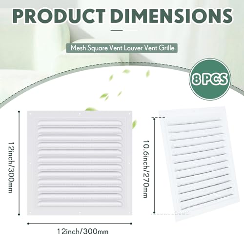 Rejillas de ventilación de aluminio cuadradas de 30.5 cm para tejado y garaje 8x 3