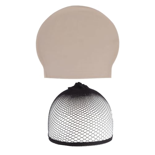 ZGDEIWGF 1 Gorro Calvo, 1 Redecilla, Gorro Calvo De Látex para Adultos, Peluca De Cosplay, Accesorios De Maquillaje para Graduación, Accesorios para Disfraces De Fiesta