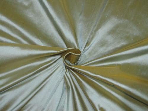 Tissu soie pure Dupioni au mètre bleu jaune largeur 137cm pour couture
