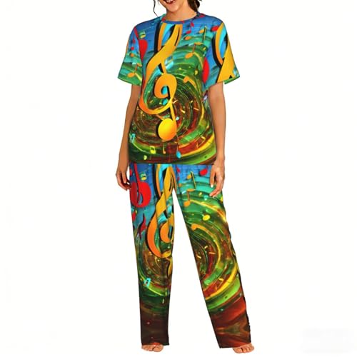 Ensemble pyjama confortable femme à motif musical pour vos instants détente et week-end cocooning