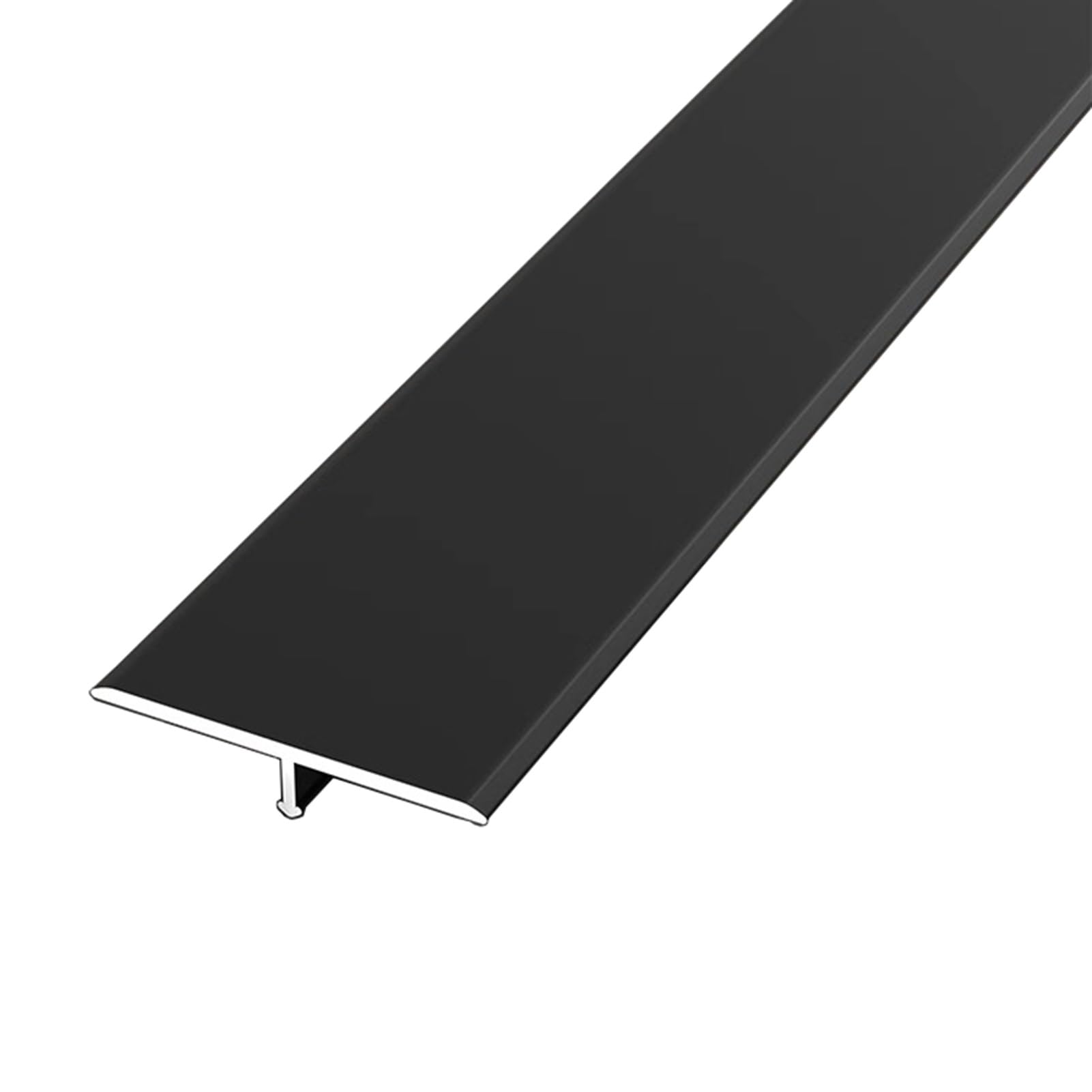 übergangsprofil Matte Übergangsstreifen für Türöffnungen, Flache Cinch-Nahtabdeckung Zwischen Holz und Fliesen, 3-teiliges Aluminium-Übergangstrennband, Schwelle für Laminatböden(Black)