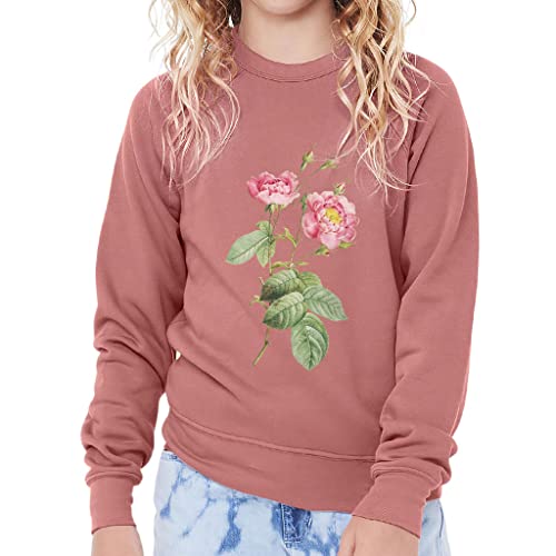 Cute Rose Kids' Raglan Sweatshirt - Cute Pastel Sponge Fleece Sweatshirt - Themed Sweatshirt - Mauve, S #TOP11