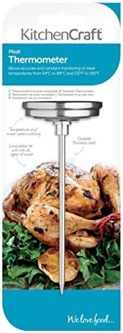 KitchenCraft KCMEATTH Meat Thermometer Probe with Cooking Guide, Stainless Steel, Silver