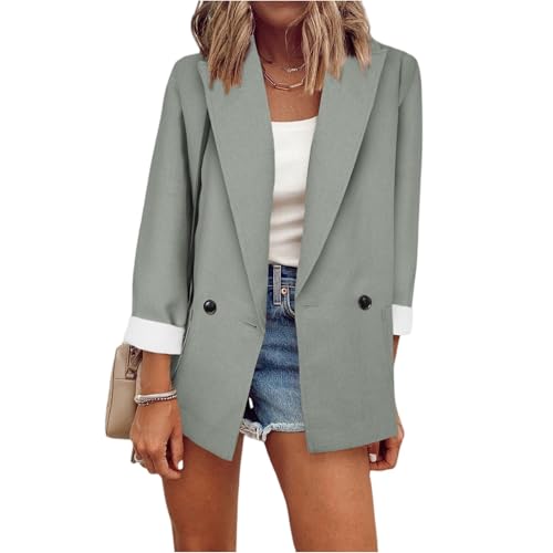 Genérico Blazer Mujer Slim Fit con Ajuste Chaqueta Mujer Entretiempo Trabajo Casual Blazer Otoño Talla Grande Oficina Traje Chaqueta Elegante Invierno 2#Gris Claro L