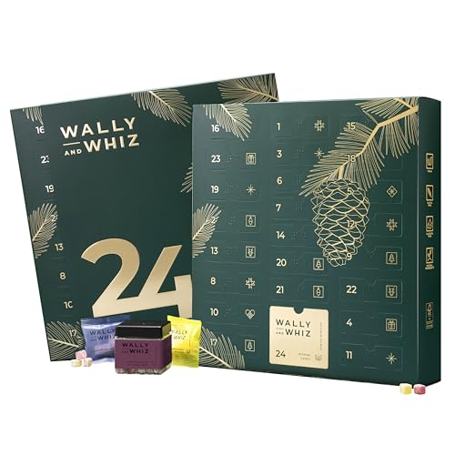 Wally and Whiz Adventskalender 2025, Dänische Gourmet Weingummi, Vegan/Glutenfrei/Allergenfrei, Weihnachtskalender mit 12 Premium Geschmackssorten, für Erwachsene & Kinder, Natürliche Zutaten - 393g
