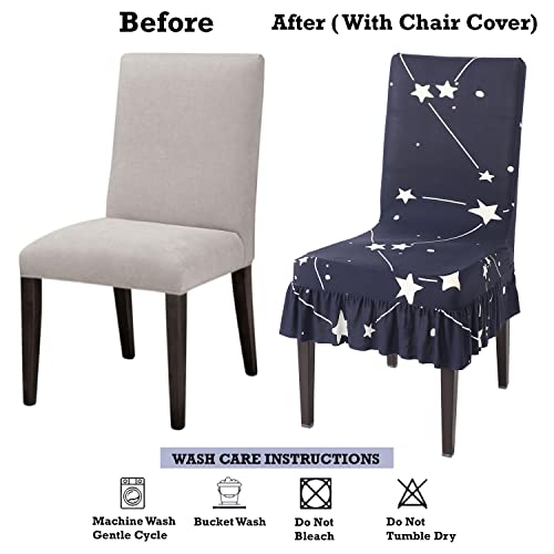 Image of HOKIPO Stretchable Dining Chair Frill Cover Set of 1 Washable Slip Covers (AR-4074-D10), Polyester Blend