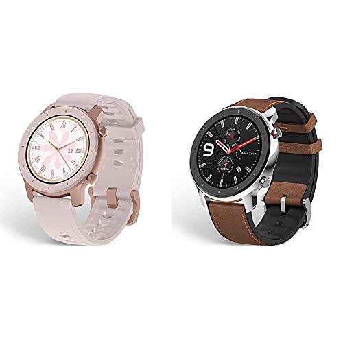 Amazfit GTR Smartwatch, Classic Design, 24/7 Heart Rate Monitor, Cherry Blossom Pink & GTR Smartwatch, Smart Notifications, 1.39â€ AMOLED Display, 24/7 Heart Rate Monitor (47mm, GPS, Bluetooth)