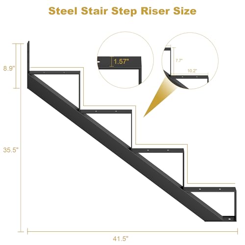Black Steel Stair Stringer 4-Step Metal Stair Riser Outdoor DIY Step Frame by EliteEdge - Image 3