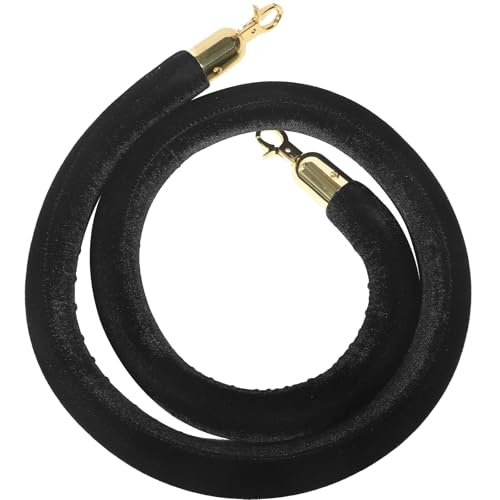 Ciieeo Velour Stanchion Rope Barrier 1.5m with Hooks Black Queue Crowd Control Rope for Party for Stanchions and Safety Barriers