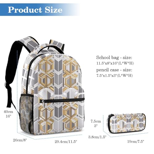Sac à dos d'école géométrique pour étudiants en déplacement - 2