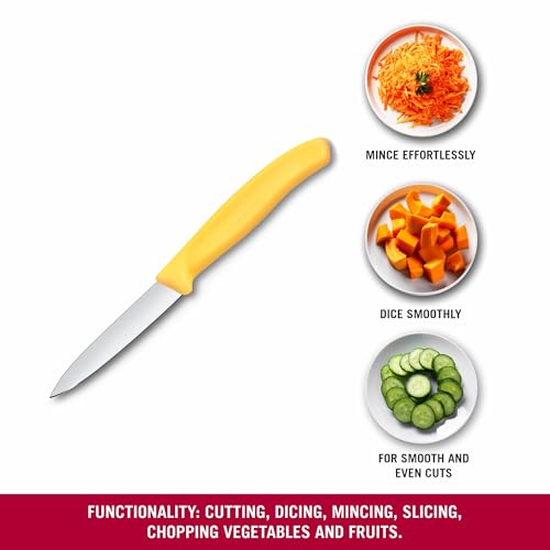 Image of Victorinox Swiss Made Stainless Steel Swiss Classic Paring Knife, Straight Edge, Kitchen Tool, Kitchen Item, 8 cm, Yellow, 6.7608.C1