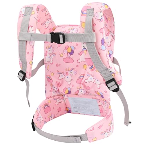 Miniatura 4 de Bebamour Mochila Portamuñecas Para Niñas, 3 En 1, Suave, 100 Algodón, Accesorios Para Muñecas Unicornio Arcoíris