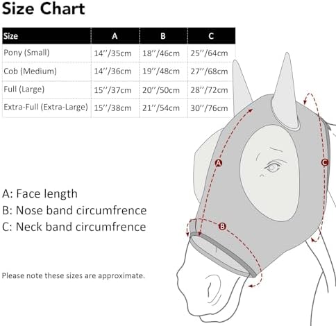 Harrison Howard Super Comfort Stretchy Fitting Horse Fly Mask with UV Protection Soft on Skin with Breathability Chic Blue Full Size - 5