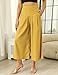Hooever Women's Cotton Linen Culottes Pants Elastic Waist Wide Leg Palazzo Trousers Capri Pant (Yellow-XL)