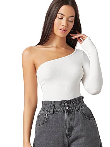 Image of Aahwan Solid One Shoulder Fitted Top for Women's & Girl's