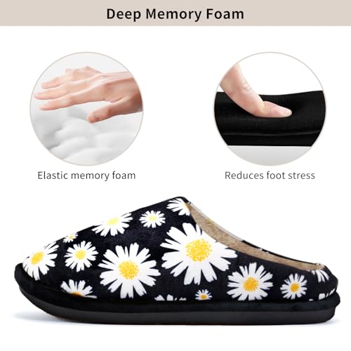 Slippers for Women Floral Printed Fluffy House Slippers Memory Foam Slip on Home Shoes with Indoor Outdoor Soles3