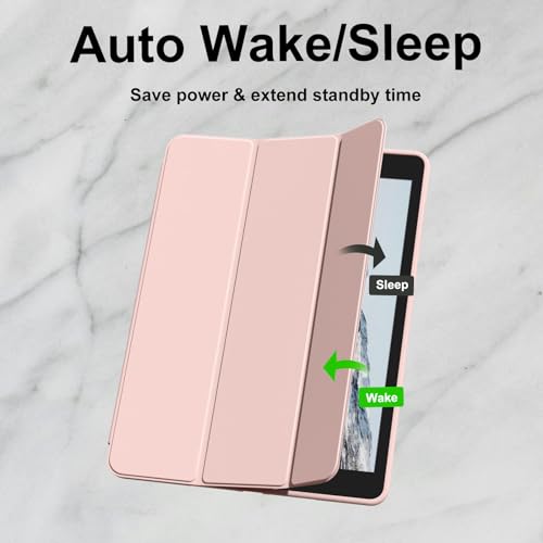 Image of Case for iPad 9th Generation 2021 / iPad 8th Gen 2020 /iPad Cover 7th Generation 2019, Silicone Case with Pencil Holder for iPad 9 /8 /7 10.2 inch, Auto Sleep /Wake, Pink