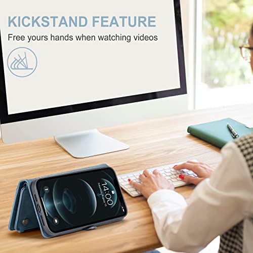 Caseme Logo View For Iphone 13 Pro Max Magsafe Wallet Case Credit Card Holder,Pu Leather Flip Lanyard Strap Wristlet Zipper Wireless Charging Women Men For Iphone 13 Pro Max Phone Case(Tiffany Blue) #TOP3