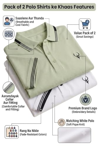 Image of Lymio Polo T Shirt for Men | Men Casual T-Shirt | Polo Available in Combo Pack of 2 (Polo-40-43)