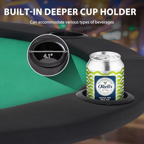 COCO DESIGN Foldable Poker Table with Cup Holders & Top, 84 Inch Waterproof Casino Table for Blackjack, Poker Night, Folding Card Game Table for Home, Parties, Indoor Outdoor, Green - Thumbnail 6