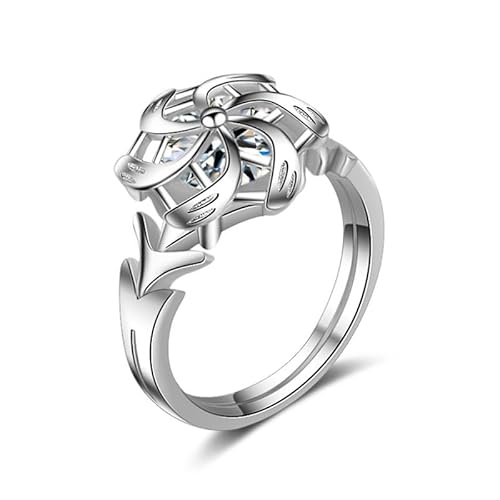 Kashasin Anime Ringe Elfen Prinzessin Galadriel Nenya 925 Sterling Silber Ring für Frauen Cosplay Ring Schmuck Prop, US 7, Zirkon