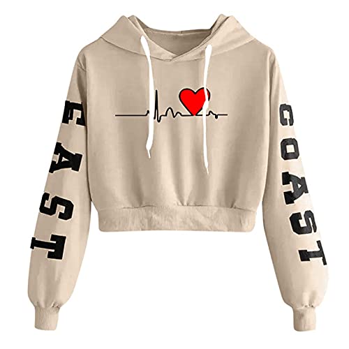 Sudaderas con Capucha Mujer Cortas Baratas Originales Estampado de Amor Jersey Adolescente Chica Botón Pullover Tops Mujer Tallas Grandes Suéter Deportivas Otoño Invierno Hoodie, WUES220928097