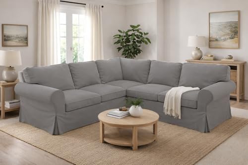 Poly Flax Ektorp Sectional Sofa Cover Compatible with IKEA 2+2 Slipcover