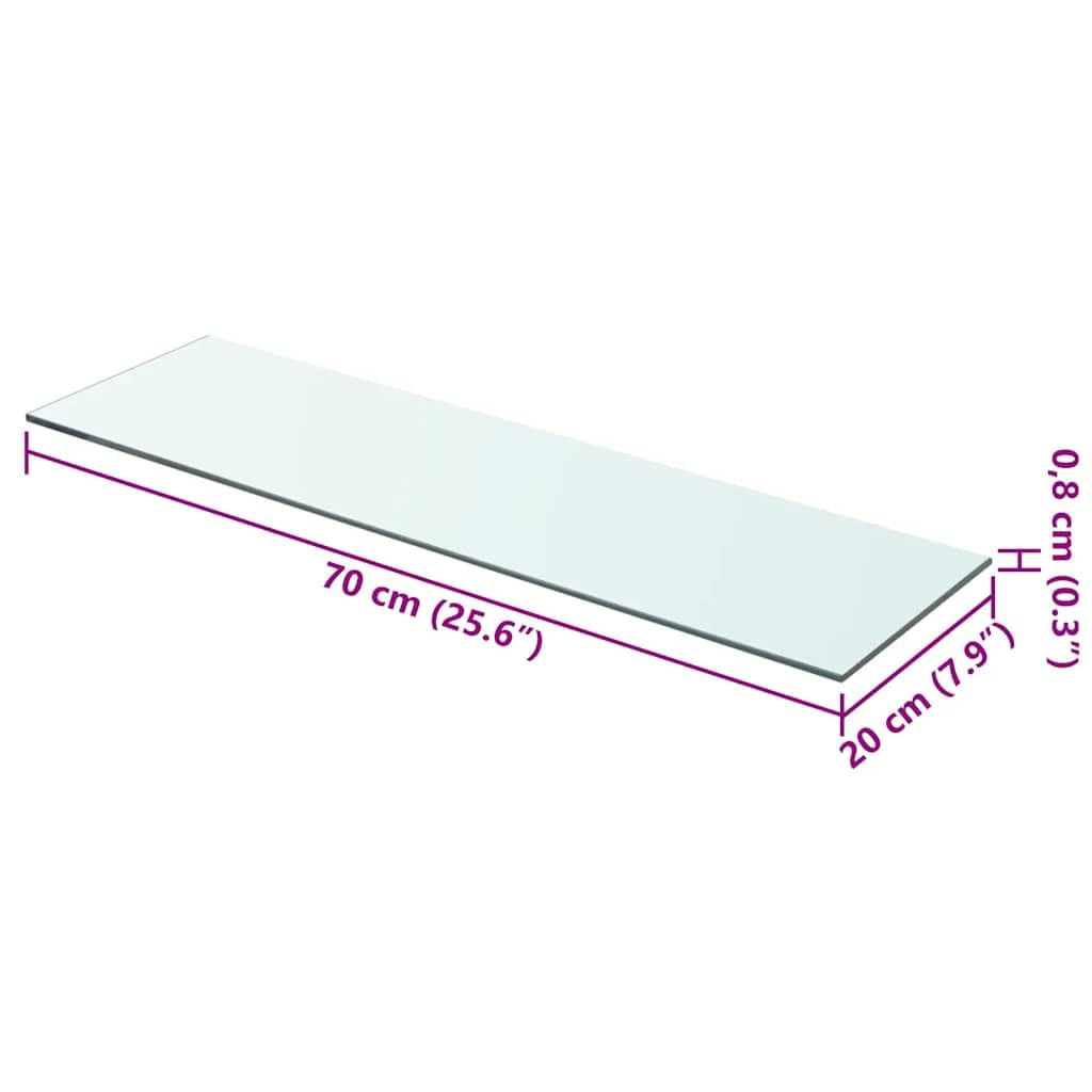 Ripiani in vetro temperato trasparente 2 pezzi pannello 70 x 20 cm per parete moderna espositore da bancone carico 15 kg resistente e facile da pulire