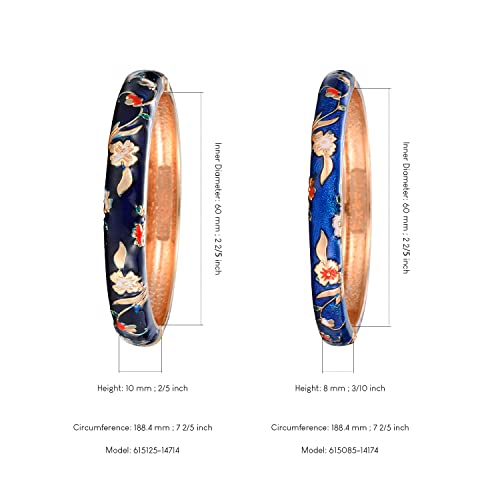 UJOY Designer Indian Style Cloisonne Bracelets, 2.4'' Openable Cuff Enameled Bangles Set Jewelry Gift for Women Packed in Box 55A111-55B31 naby blue - Image 5