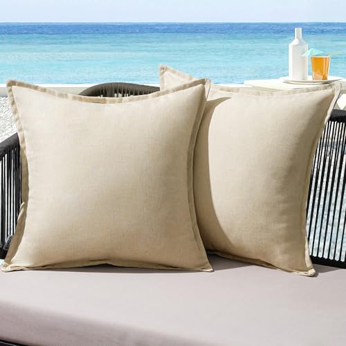 MIULEE Housse Coussin Exterieur Impermeable Imitation de Lin en Polyester Coussins Canape Decoratif...