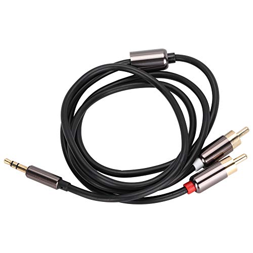 3.5mm Audio Cable, 1m PVC 3.5mm Male to 2 Male Audio Adapter Cable Y Splitter Aux Cable for DJ Controller, Surround Sound, Dolby Digital, DTS, Speaker, etc.(Black)
