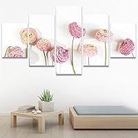 SIGNWIN 5 Panel Canvas Wall Art Pink Arranged for Home Decorations Ready to Hang - 60