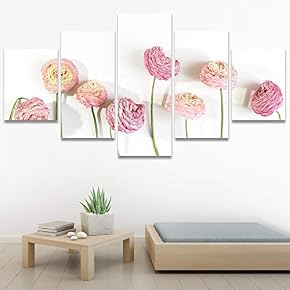 SIGNWIN 5 Panel Canvas Wall Art Pink Arranged...