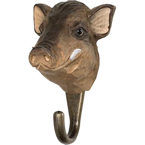 WILDLIFEGARDEN Hand Carved Wild Boar Coat Hook Cover