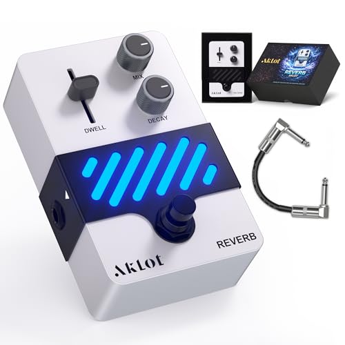 Image of AKLOT Reverb Electric Guitar Pedal: From Subtle Room Ambience to Expansive Hall & Shimmer Tails, Dynamic Touch-Responsive Decay, Mix & Decay Controls, Mini Guitar Pedal with True Bypass, NEON Halo