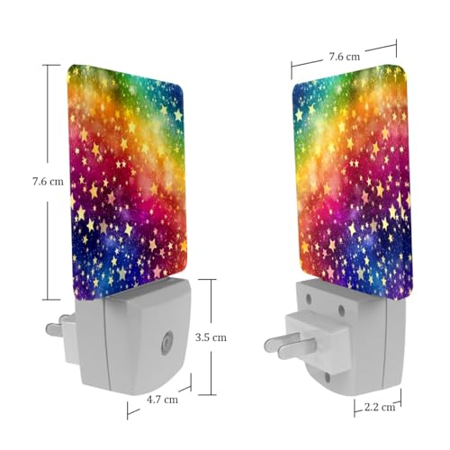 Image of NEWzone Rainbow Night Light Set of 2, Auto Sensor LED Dusk-to-Dawn Nightlights, Plug-in Sensor Lamp for Bedroom Bathroom Kitchen Hallway Stairs Decorative