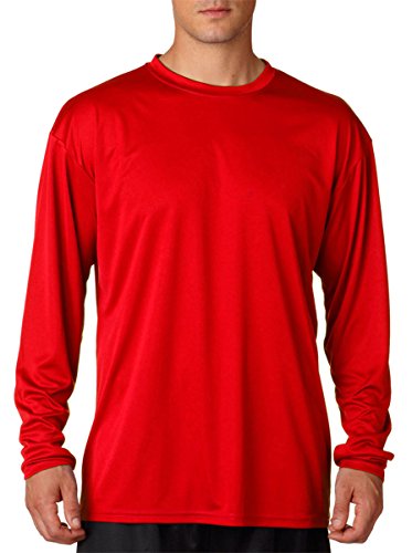 A4 Adult Cooling Performance Long-Sleeve T-Shirt, Scarlet Red, X-Large