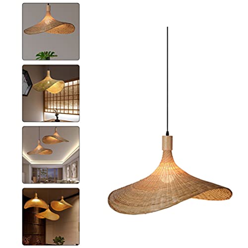 OSALADI Rattan Tecido Iluminação Pingente de Lustre De Bambu Em Forma de Chapéu Chapéu