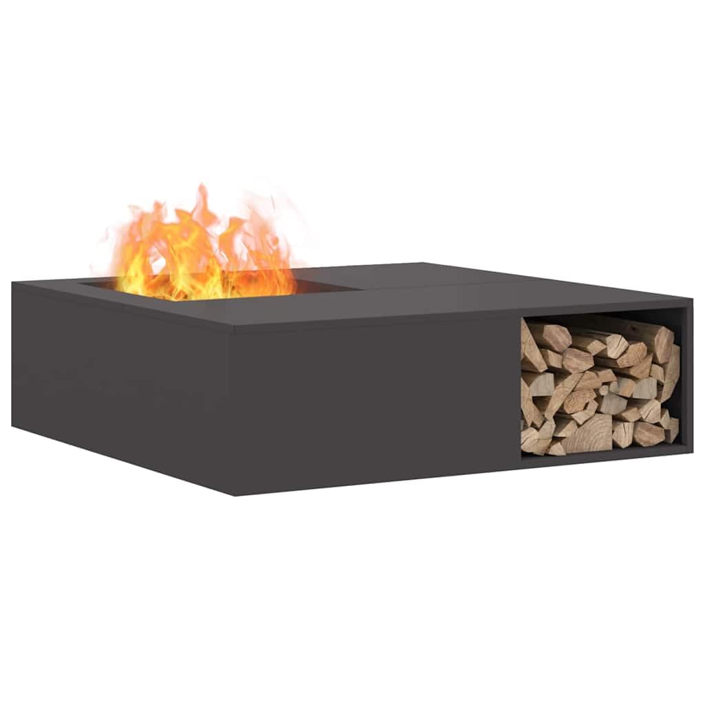 vidaXL Feuerstelle Schwarz 100 x 100 x 30 cm Wetterfeststahl | Aus kaltgewalztem Stahl gefertigt, Ideal für den Außenbereich, Maße 40 x 40 x 15 cm