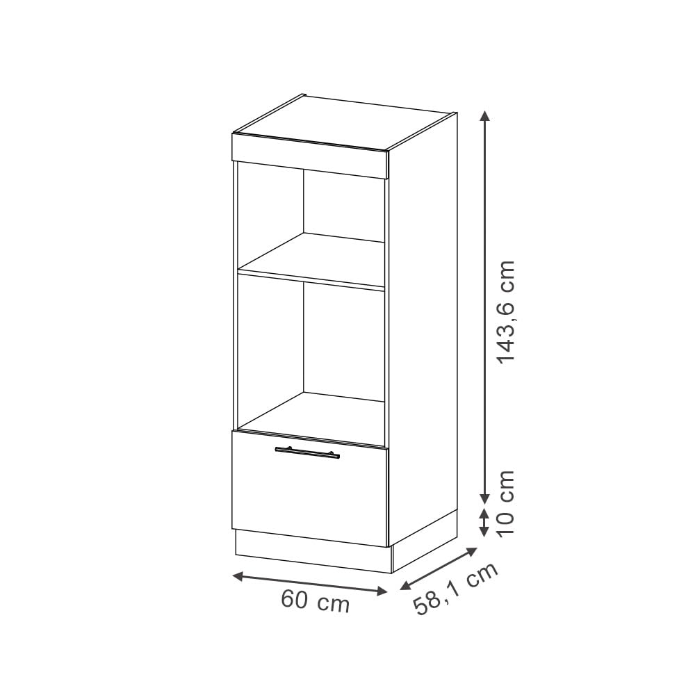 Vicco Armoire Micro-Ondes Fame-Line, Noir rayé, 60cm Ouvert, à Combiner avec d'autres modules de la série Fame-Line