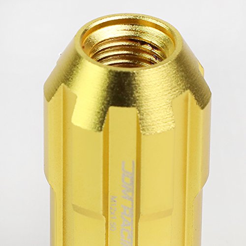Image of DNA MOTORING LN-ZTL-9025-15-GD 20Pcs M12 x 1.5 Open End Style Wheel Lug Nuts w /Deep Drive Extension Adapter, 24mm OD /50mm H, Gold