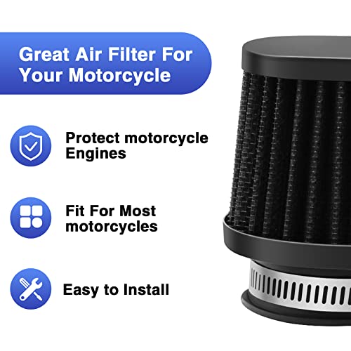 Image of 2PCS Motorcycle Air Filter Universal 45MM Replacement Engine Filter High Performance Air Filters Fit Motocross Carburetor Cleaner for Pit Bike Scooter Moped ATV (Black)